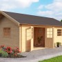 Lasita Maja Gartenhaus Caroline Set aus naturbelassenem Holz, 575x390 cm.