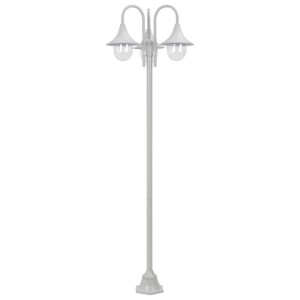 vidaXL Garten-Pollerleuchte E27 220 cm Aluminium 3-Laterne Weiß 44206