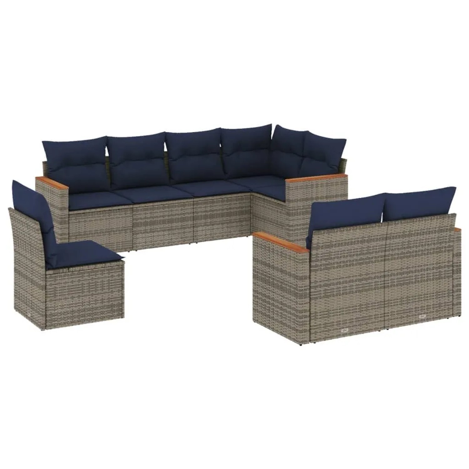 vidaXL 8-Tlg Gartensofa-Set mit Kissen Grau Polyrattan 3226166 günstig online kaufen