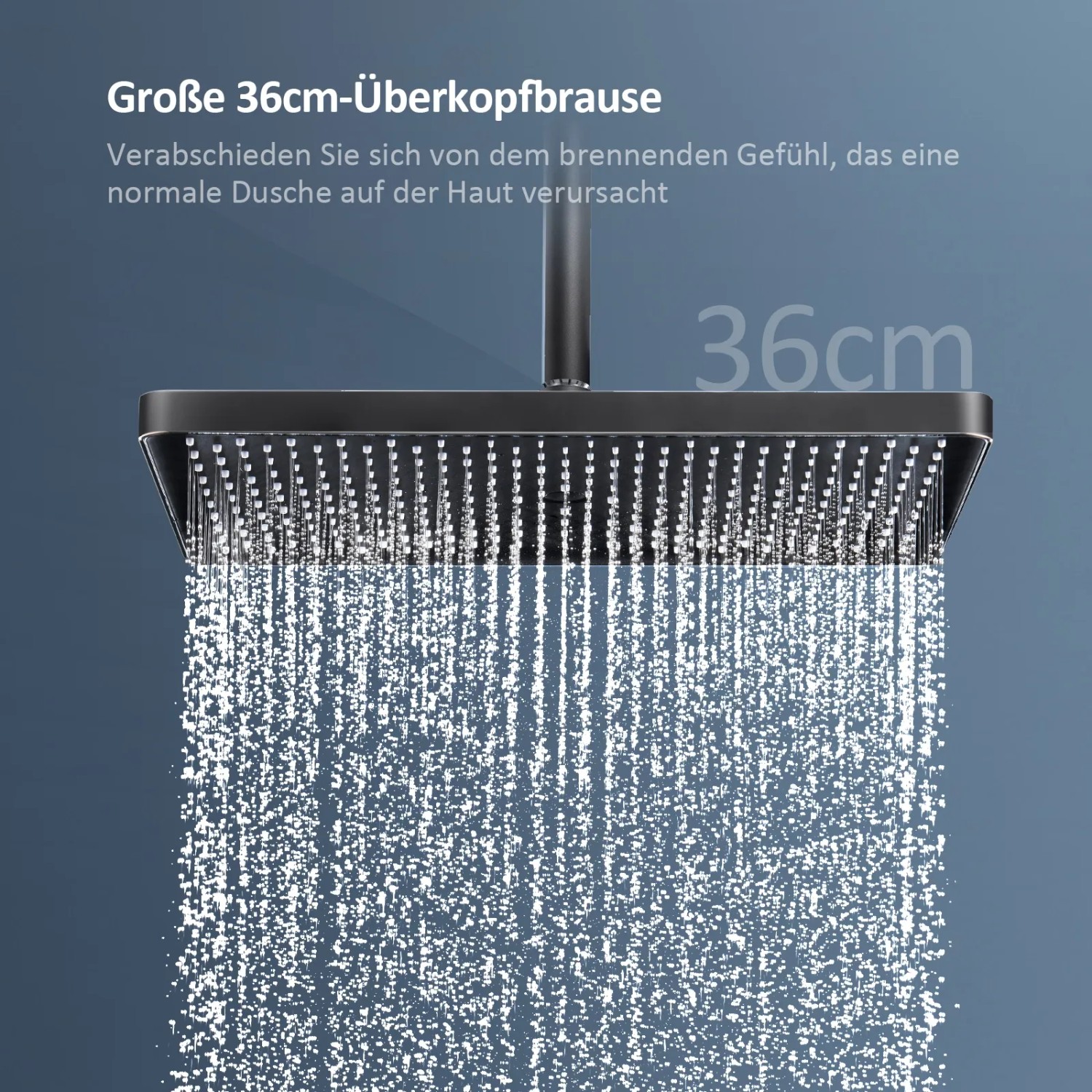 Emke Duschsystem: Anthrazit Regendusche mit 36cm Kopfbrause für Brausesets.