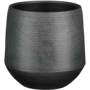 Schwarzer Mica Decorations Übertopf Evora, Ø 19 cm, aus Terrakotta für Zimmerpflanzen.