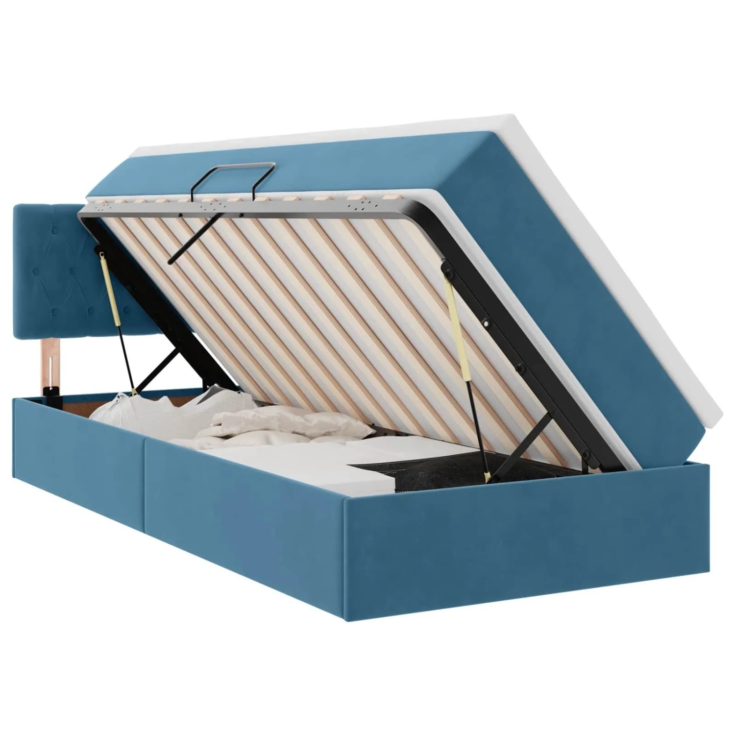 vidaXL Bett mit Stauraum und LED Dunkelblau 100 x 200 cm Samt 3371437