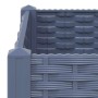 Blaugraues vidaXL Hochbeet (120x40x38 cm) aus Polypropylen mit geflochtener Optik.