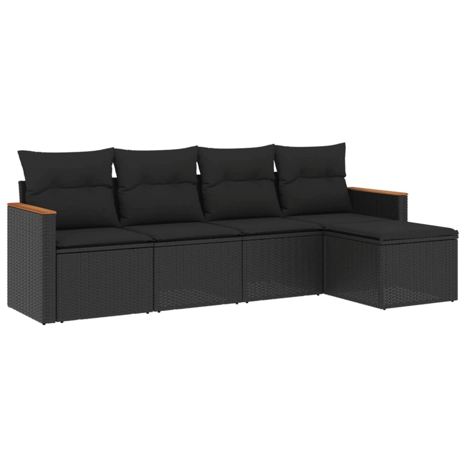 vidaXL 5-Tlg Garten-Sofagarnitur mit Kissen Schwarz Poly Rattan 3258317 günstig online kaufen