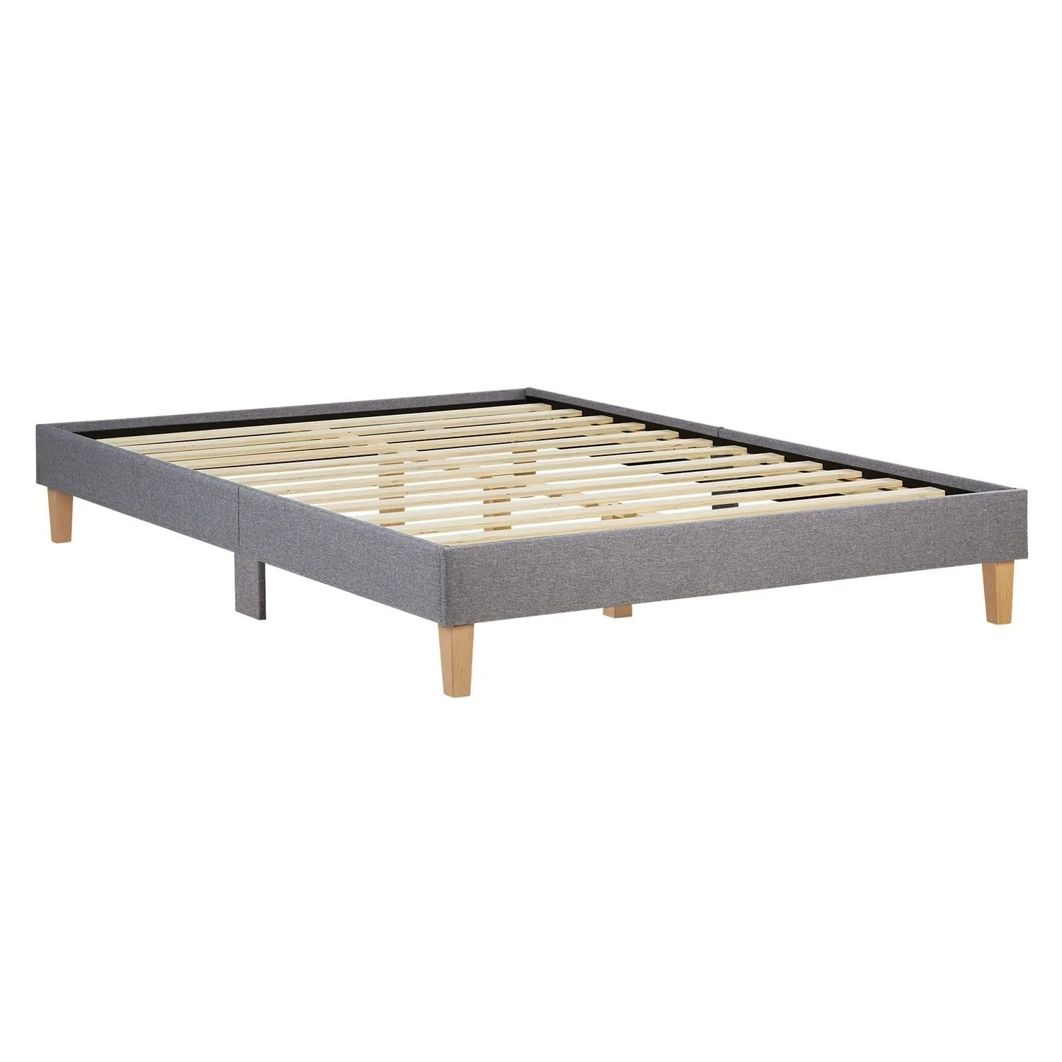 Homestyle4u Polsterbett mit Lattenrost 140x200 cm in Grau 1925