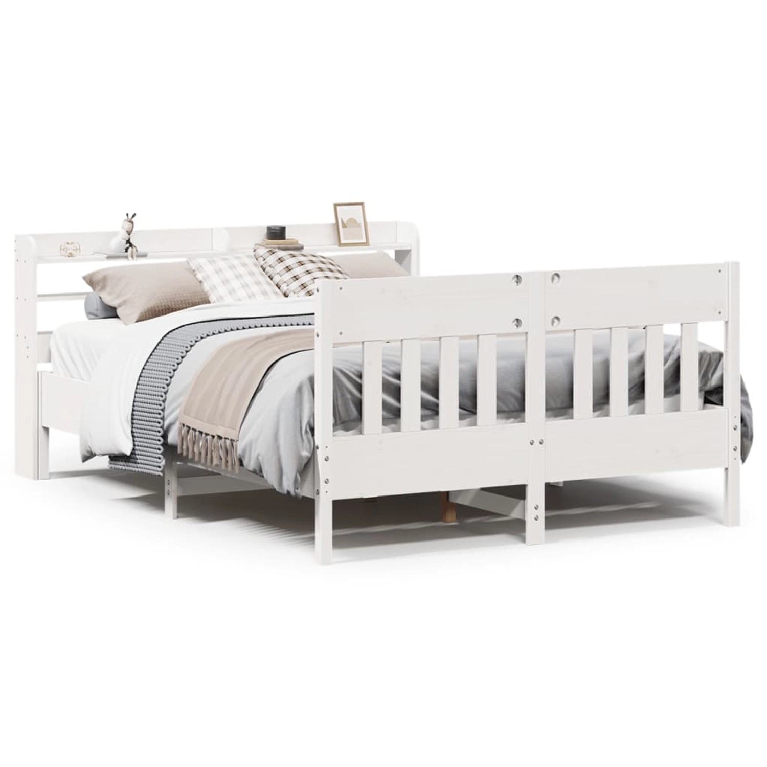 vidaXL Massivholzbett ohne Matratze Weiß 150x200 cm Kiefernholz 3307003 günstig online kaufen