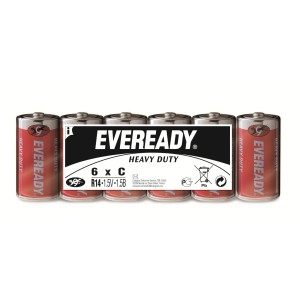 Eveready Heavy Duty Baby C Batterien, 6er-Pack. Kohle-Zink Batterien für Geräte wie Uhren und Radios.