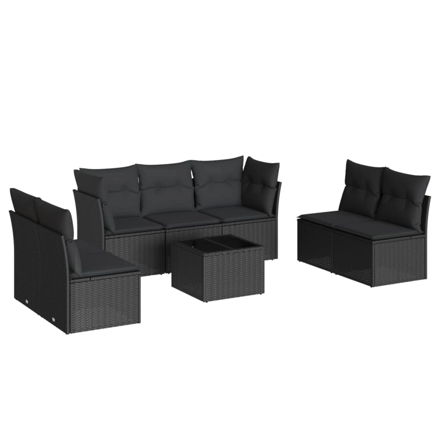 vidaXL 8-tlg Garten-Sofagarnitur mit Kissen Schwarz Poly Rattan Modell 91