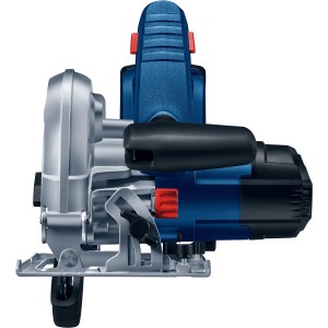 Bosch Professional Akku-Handkreissäge GKS 18 V-57 Solo, blau/silber, Seitenansicht.