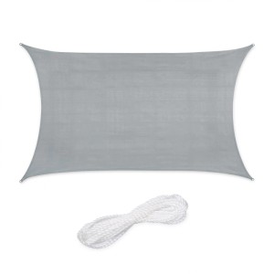 Relaxdays Sonnensegel HDPE Hellgrau UV-Schutz 2 m x 3 m 1,2 kg