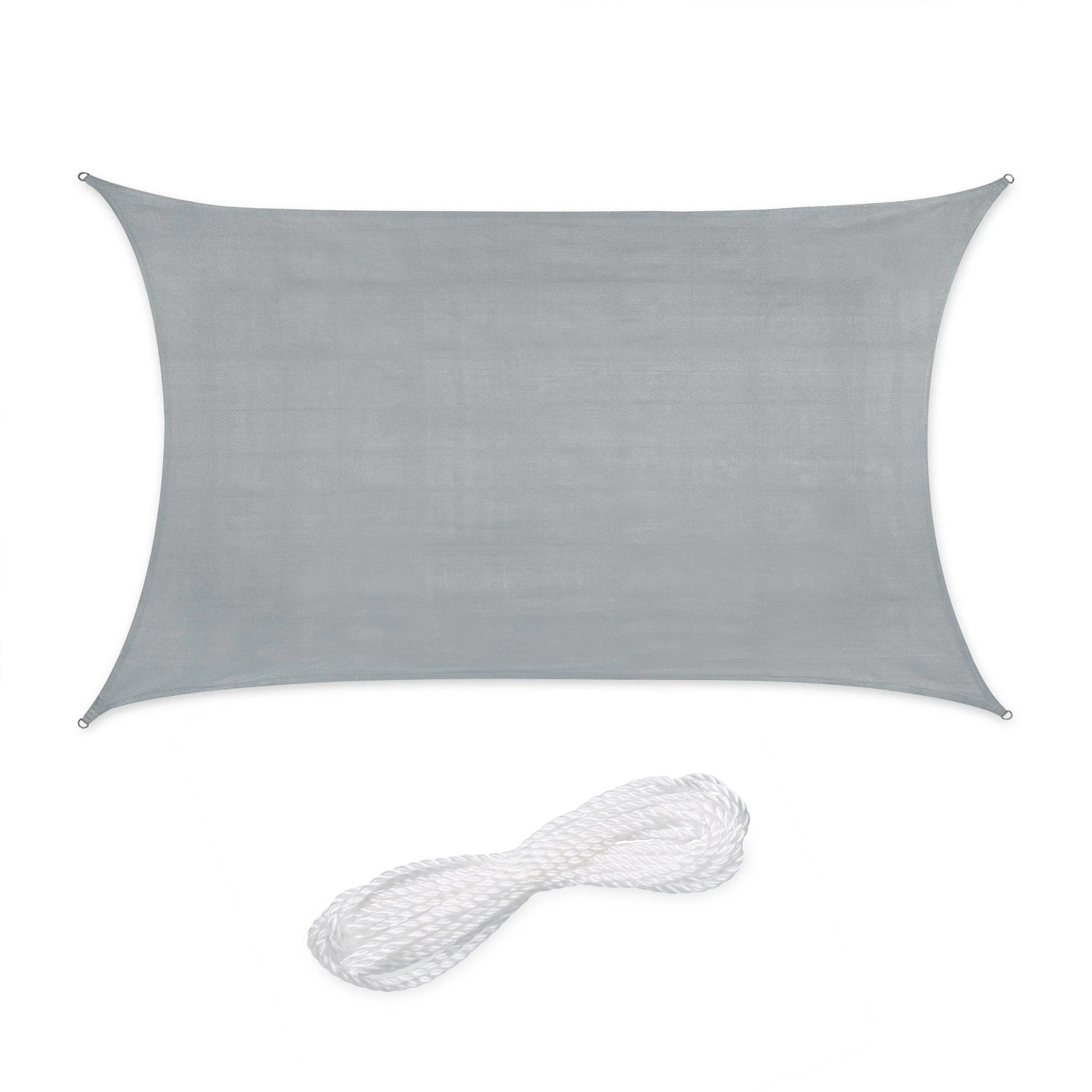 Relaxdays Sonnensegel HDPE Hellgrau UV-Schutz 2 m x 3 m 1,2 kg
