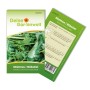 Grüne Samenpackung 'Deine Gartenwelt Stielmus Namenia' mit frischen Rübstiel-Pflanzen. Gemüsesamen.