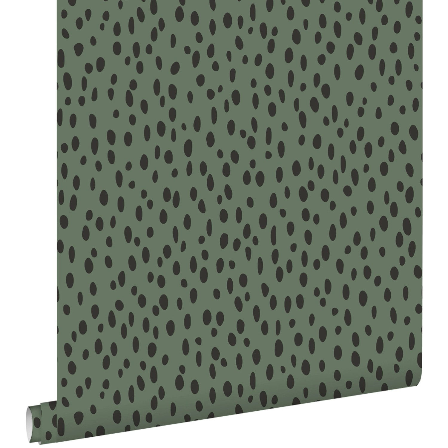 ESTAhome Tapete Punkte Graugrün und Schwarz 53 cm x 10.05 m günstig online kaufen