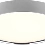 Chromfarbene LED-Deckenleuchte Clarimo von Trio mit weißem Acrylschirm. Modern und energieeffizient.
