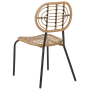 Gartenstuhl Beliani, naturfarbenes Rattan, schwarze Metallbeine, Boho-Stil.