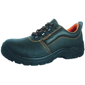 Schwarzer Sicherheits-Halbschuh S3, Gr. 41, aus Leder mit rutschfester Sohle für Arbeitssicherheit.