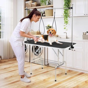 Costway klappbarer Hundepflegetisch mit Netzkorb und Hund
