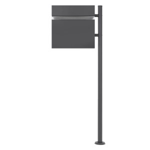 Moderner Standbriefkasten in Anthrazit mit Zeitungsfach und Fuß.