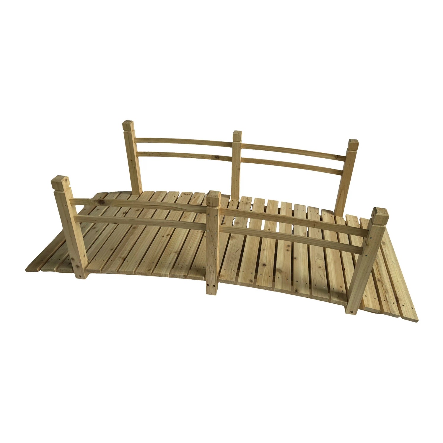 Relaxdays Gartenbrücke Tannenholz Natur Begehbar Wetterfest 58 cm x 185 cm x 72 cm
