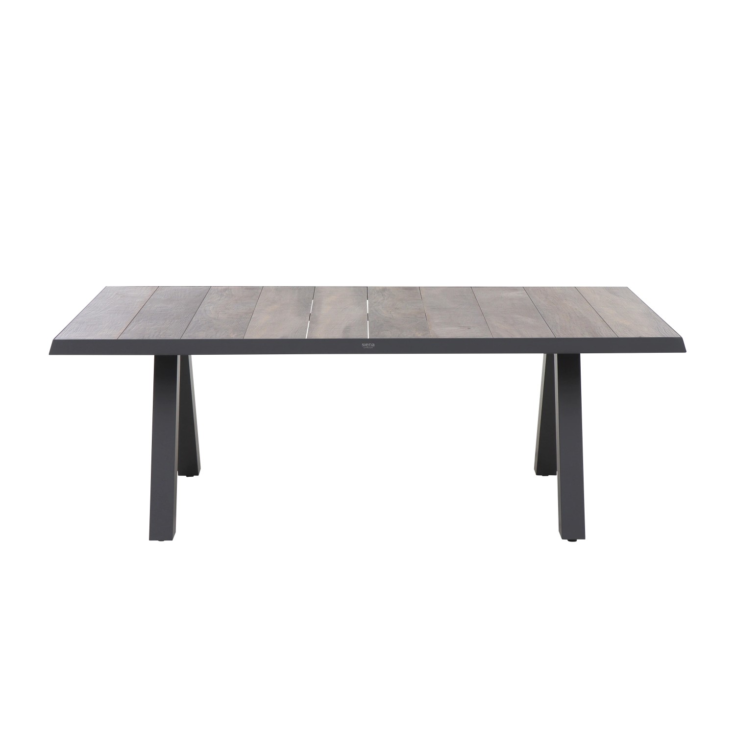 Rechteckiger Siena Garden Gartentisch Tirana, washed grau, 103x203 cm, mit Aluminiumgestell und Keramikplatte.