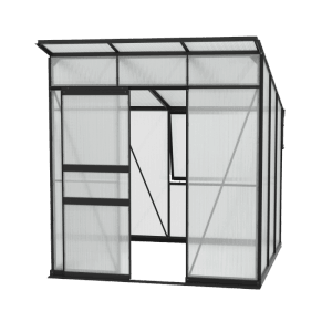 Vitavia Gewächshaus Palma 4450 HKP, schwarzer Rahmen, 4,4 m² mit Fundamentrahmen.