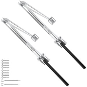 Zwei silberne, temperaturgesteuerte Fensteröffner für Gewächshäuser, 2er Set, mit schwarzem Zylinder und Schrauben.