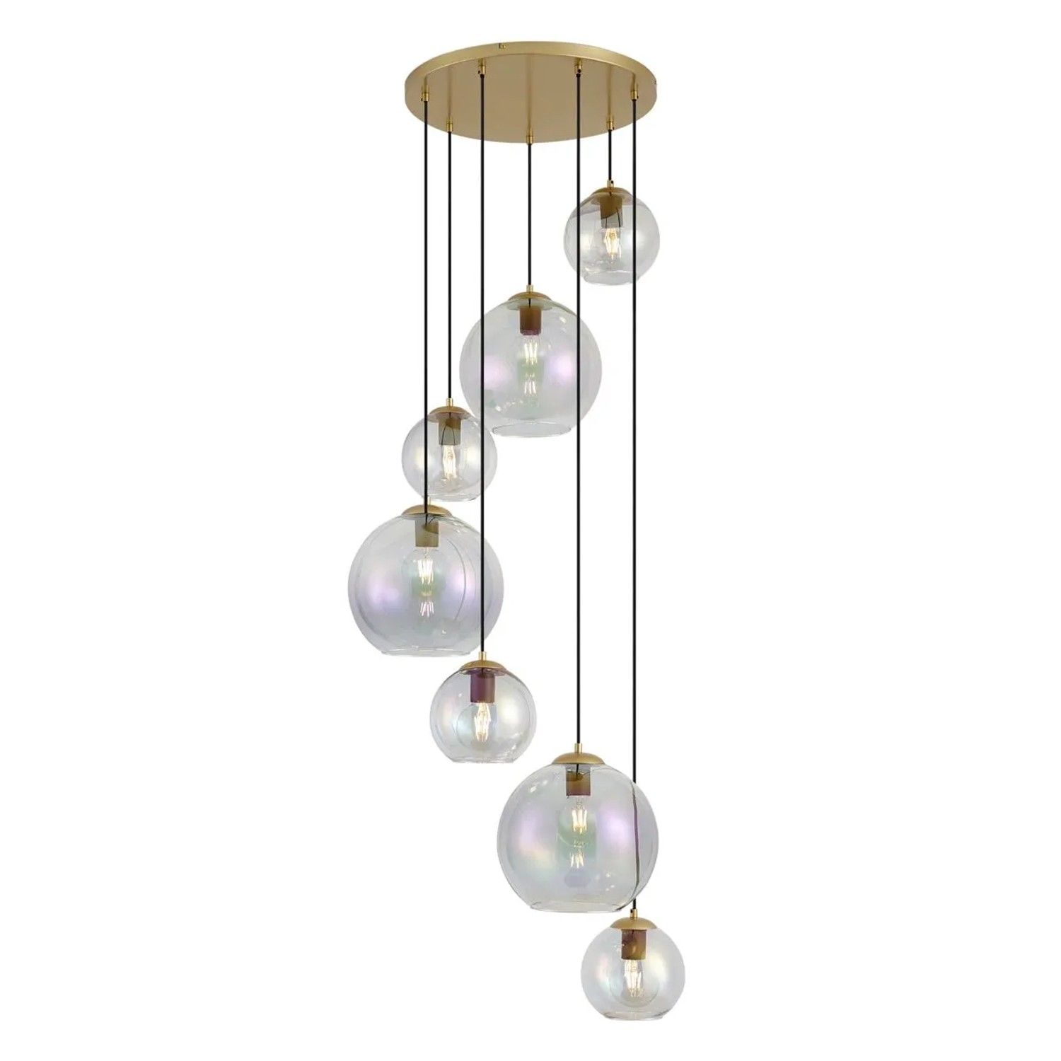 QAZQA Art-Deco-Hängelampe Gold mit Regenbogen-Glas 7-flammig Sandra