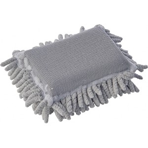 Grauer OBI 2 in 1 Auto-Microfaserschwamm mit Chenille- und glatter Faserseite für die Autopflege.