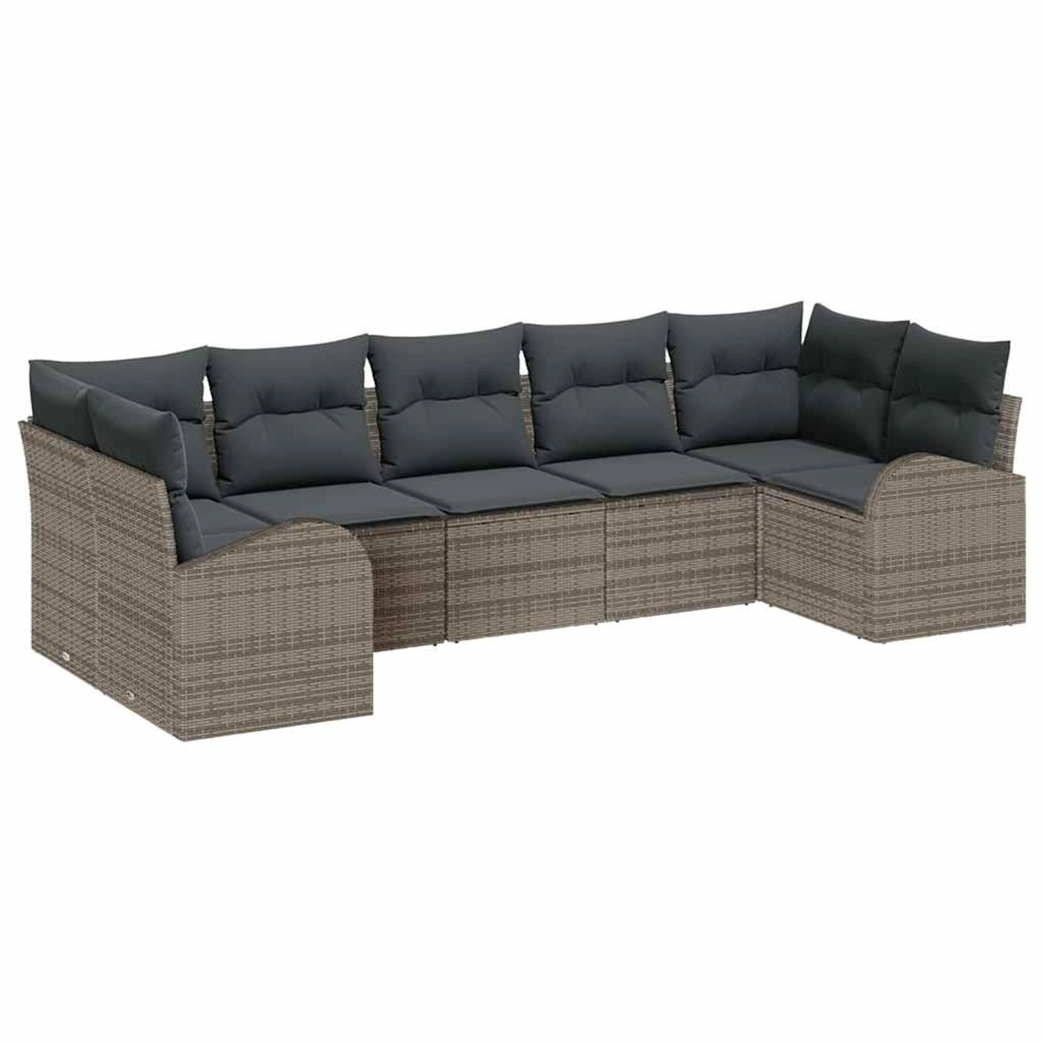 vidaXL 7-Teiliges Garten-Sofa-Set mit Kissen Grau Poly Rattan 3346189 günstig online kaufen