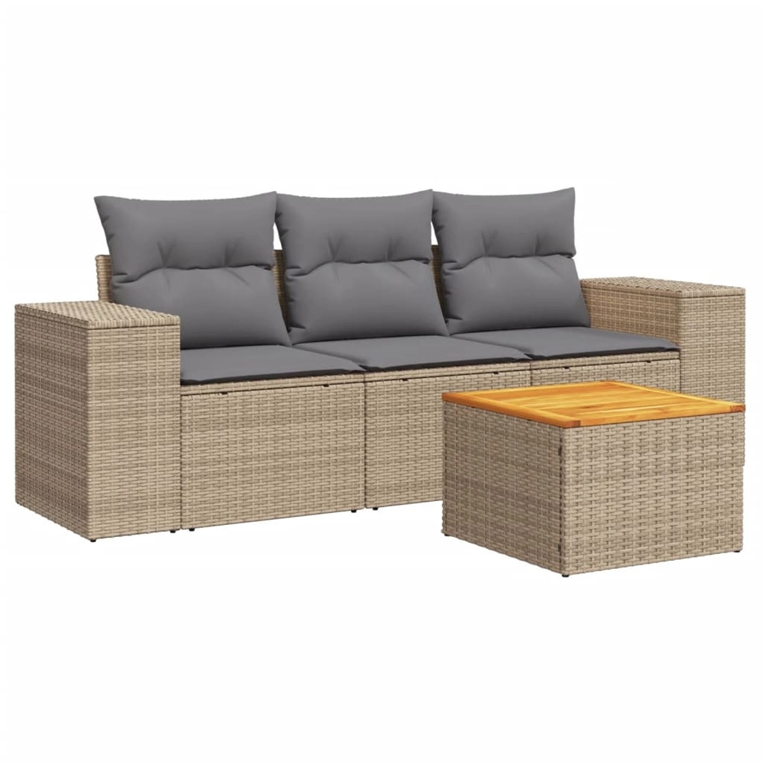 vidaXL 4-Tlg Garten-Sofagarnitur mit Kissen Beige Poly Rattan 3257648 günstig online kaufen