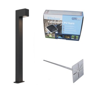 QAZQA Industrielle Stehleuchte für den Außenbereich Dunkelgrau 80 cm IP44 Baleno