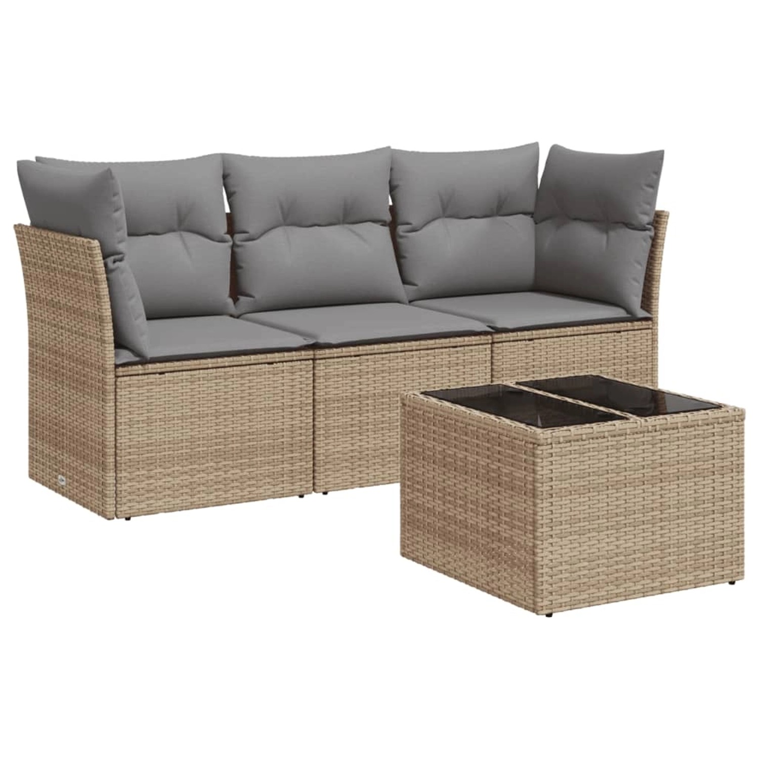 vidaXL 4-Tlg Garten-Sofagarnitur mit Kissen Beige Poly Rattan 3249058 günstig online kaufen