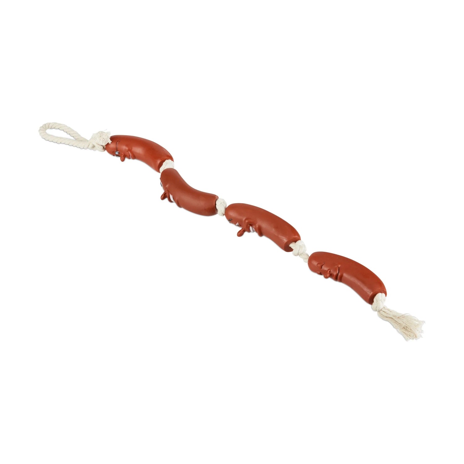 Relaxdays Hundespielzeug Wurst Polyester Rot Weiß Quietschfrei 64 cm x 3 cm