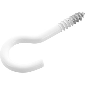 Schraubhaken Gebogen Verzinkt Kunststoff Weiß Ø 3,3 x 50 mm 8 Stück