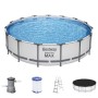 Bestway Stahlrahmen Pool Set Steel Pro Max, Ø 457 cm, mit Pumpe, Leiter und Abdeckplane.