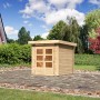 Unbehandeltes Karibu Holz-Gartenhaus Kumla 1 mit Pultdach, 200x200 cm.
