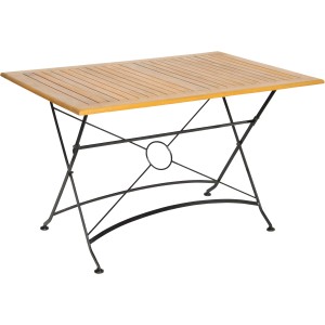 Acamp Gartentisch Lindau, Teakholz mit schwarzem Eisen Gestell, Teil des 4-tlg. Gartenmöbel Sets.