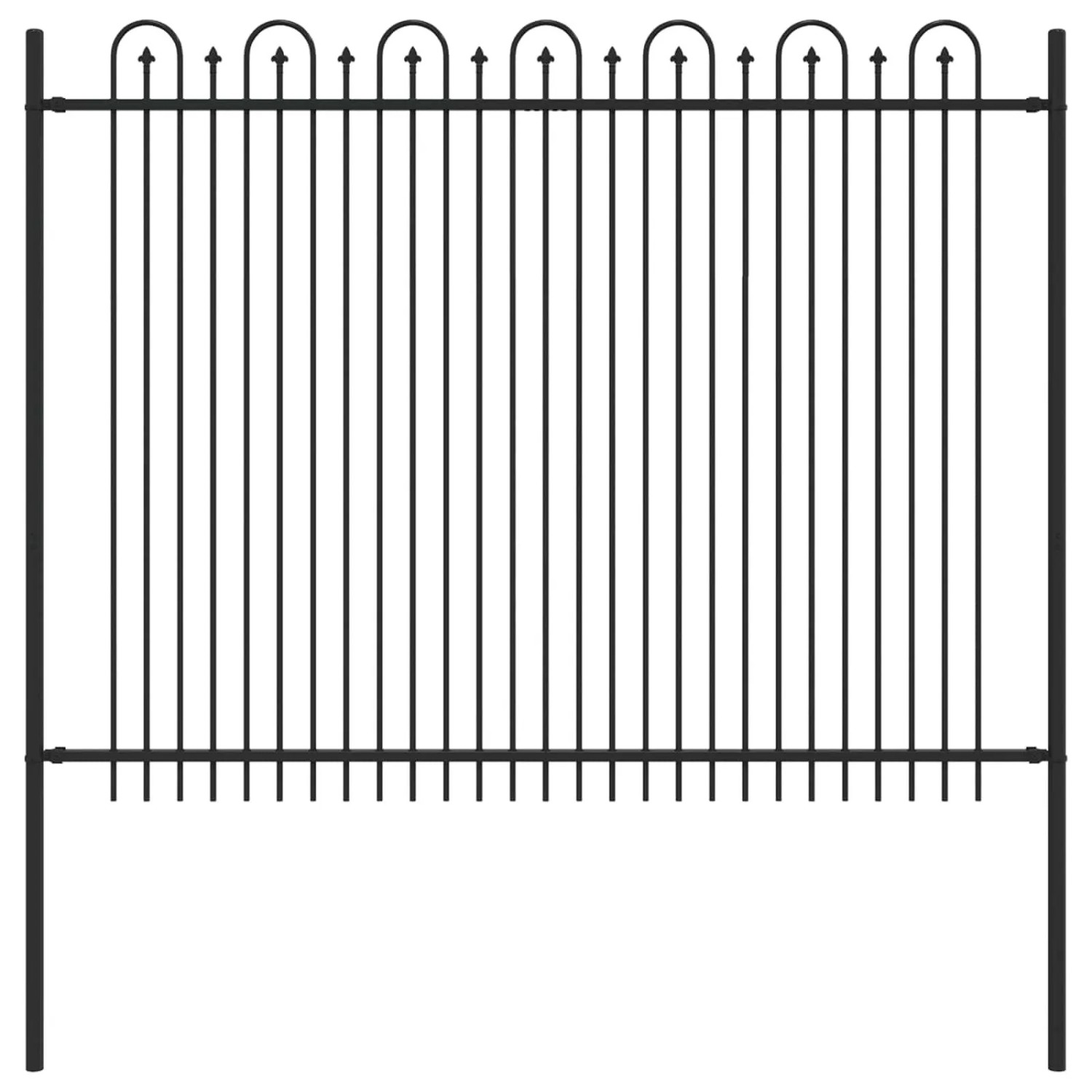 vidaXL Spitzenbogenzaun Schwarz 200 x 200 cm Pulverbeschichteter Stahl 42030094
