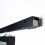 Detailaufnahme: Schwarze Laufschiene für Loft+Mehr Schiebetür-Set mit Beschlag.