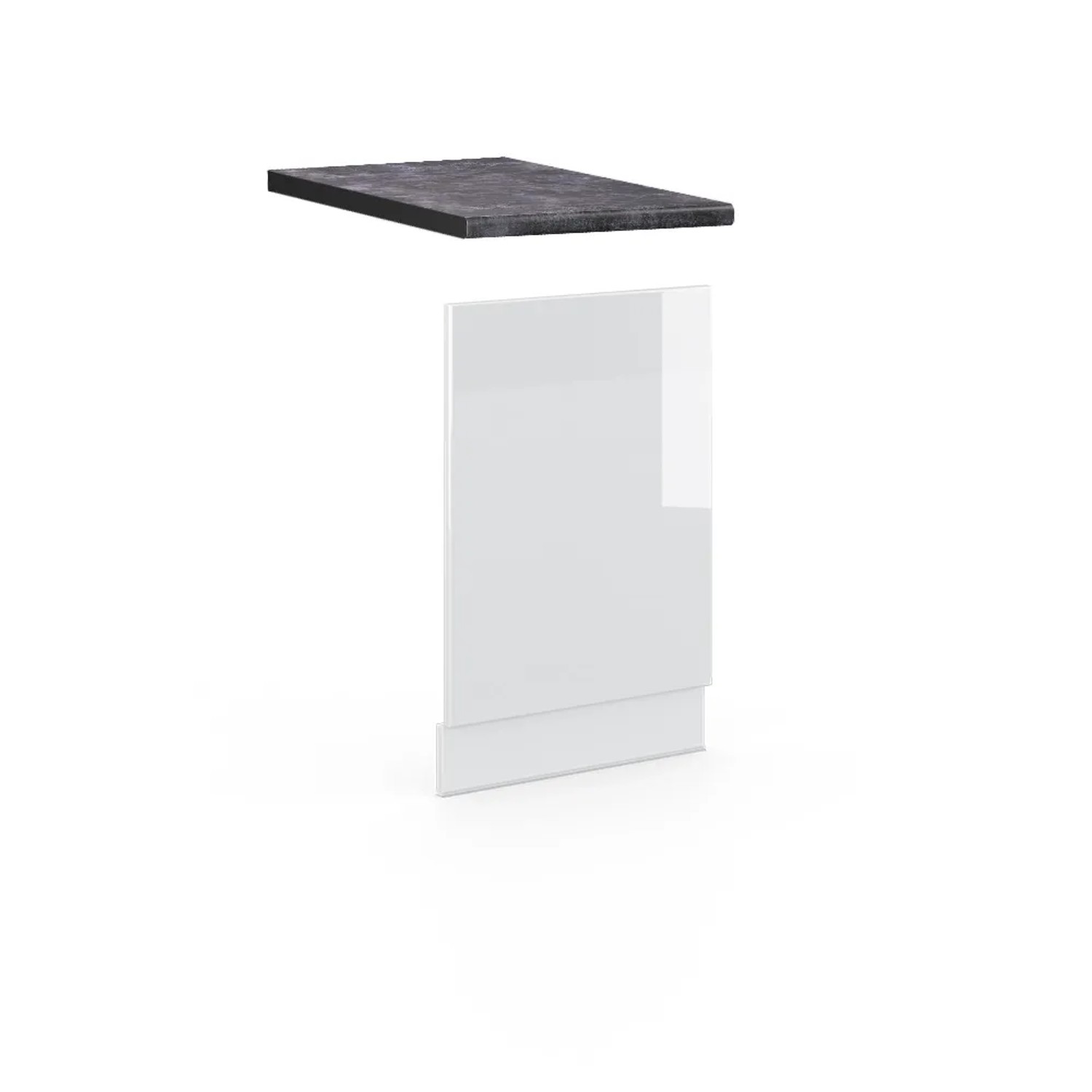 Vicco Frontblende Fame-Line Geschirrspüler Fronttür Weiß Hochglanz/Weiß 45 cm AP Anthrazit