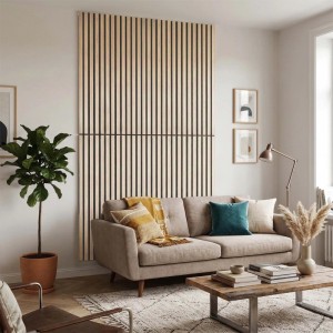 Relaxdays Akustikpaneele 4er Pack MDF Eiche Hell Schallschluckend 120 cm x 60 cm x 2 cm 5,3 kg