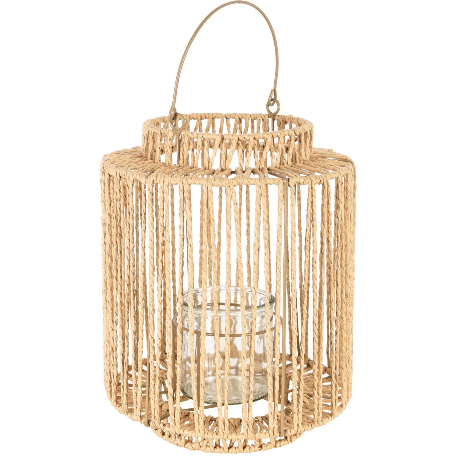 Laterne Glas Metall Ø 25 cm x 32 cm Natur