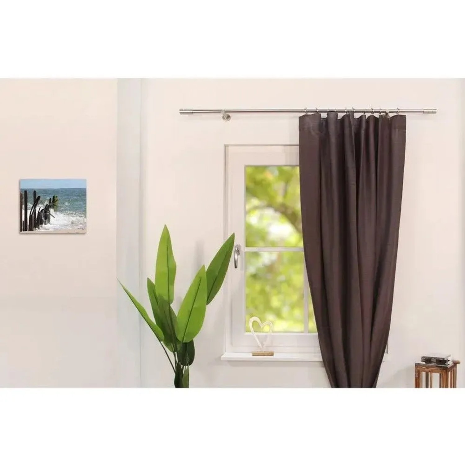 Deco-Raum Gardinenstange nach Maß 1-Lauf Zylinder Ø 25mm Edelstahl-optik 140cm