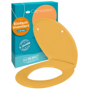 Calmwaters WC Sitz Premium Curry-Gelb Absenkautomatik Made In EU 250 kg Antibakteriell Abnehmbar Duroplast 26LP6229