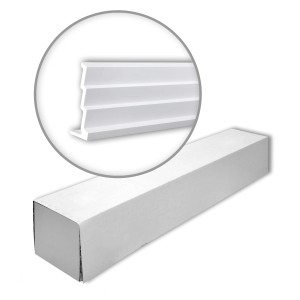 PROFHOME Eckleisten Set, 2 weiße Stuckleisten (4m) im Karton, Detailansicht der Profilform.