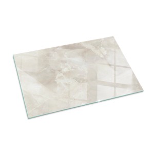 Rechteckige Glasbodenplatte mit Marmormuster für Kaminöfen, 100x70 cm.