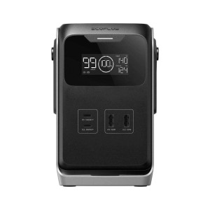 Kompakte EcoFlow Powerstation Trail 200 DC, schwarz, mit Display, USB-C/A Anschlüssen. Ideal für Camping & Outdoor.