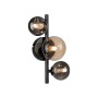 Paul Neuhaus Wandlampe Popsicle, 3-flammig, schwarz mit Amber- und Rauchgläsern.