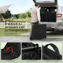 WOLTU Klapptisch, schwarz, gefaltet für Transport. Zeigt Klappmechanismus, Verschlussclip & Tragegriff. Ideal für Garten & Outdoor.