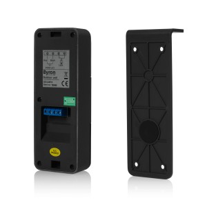 Byron Video-Gegensprechanlage, kabelgebunden, 7-Zoll-Display, Außenmodul und Montageplatte.